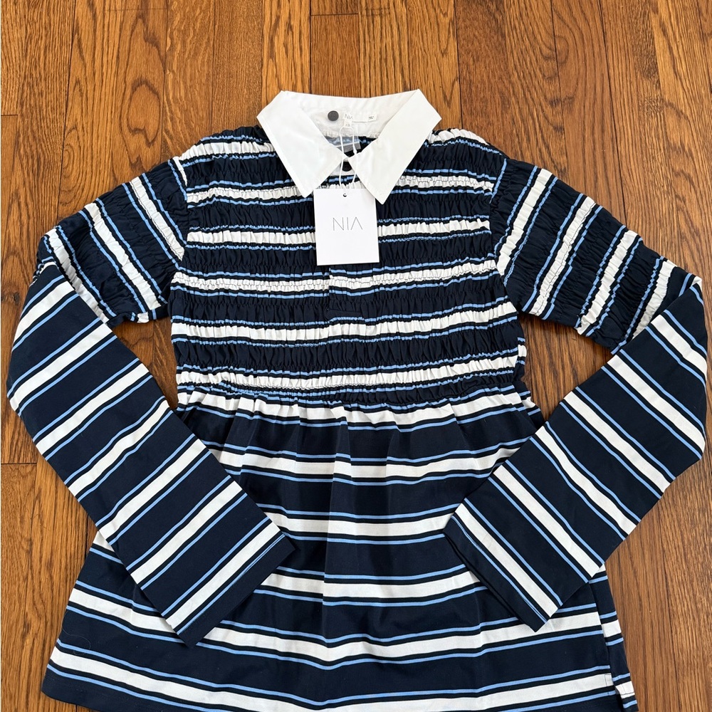 NIA Navy Striped Women's Blouse